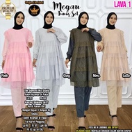 Megan Tunik Set brukat tile setelan kebaya celana mewah cantik terbaru