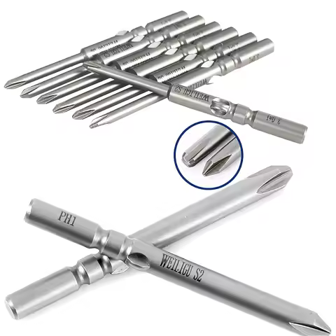 10pc Electric Screwdriver Drill Bit Set Magnetic Bits Phillips 801 5mm Round S2 PH00 PH1 PH0 PH2 Len