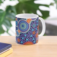 Authentic Aboriginal Art The Journey Blue Glass Mug