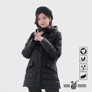 【遊遍天下】女款中長版顯瘦防風防潑禦寒羽絨外套(GJ22021)M黑色