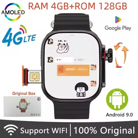 CDS9 S9 S10 Ultra 4G Android SmartWatch With Rotating Camera WiFi GPS 4g SIM Card Game PK Google Pla