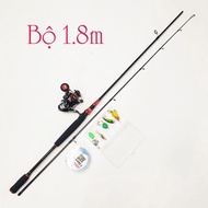 Bộ cần - Bộ cần câu lure đứng carbon Crono + máy câu Deukio FS3000 tặng bộ mồi câu BCM18- Đứng