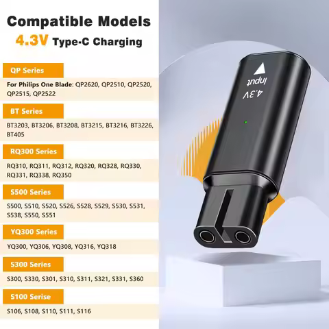 4.3V Type-C Replacement Shaver Adapter Charging Converter for Philips Oneblade QP2520 QP2515 QP2620 