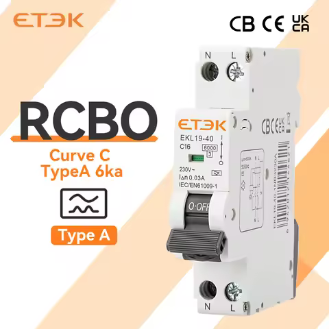 ETEC RCBO Type A Residual Automatic Circuit Breaker 6KA 1P+N DPN With Over Current Leakage Protectio