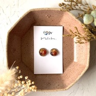 獨特設計 天然石 石榴石 黃水晶 紅紋石 金繼 耳針 耳夾 無耳洞耳夾 橘色 橙色 金色 金 銀色 銀 黃色 黃