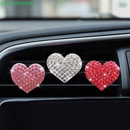 SEPTEMBER Auto Perfume Clip Interior Decoration Cute Auto Ornament Heart-shaped Bling Heart Rhinesto