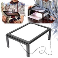 3x Magnifying Glass Table Shape 4 LED Light Bendable Battery 2xAAA Plastic Material 24x16cm