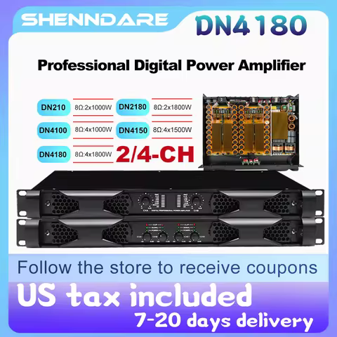Professional Digital Power Amplifier 4x1800W Class D Audio DJ Pre-Subwoofer Amp 2/4 Channel Line Arr