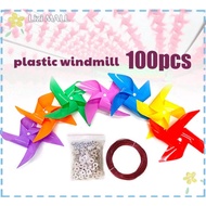 100Pcs Random Color Plastic Windmill Garden Party Decoration Plastic Pinwheels Fiesta Flag