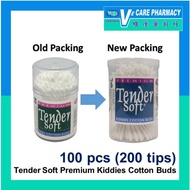 Tender Soft Premium Baby Cotton Buds / Tender Soft Premium Kiddies Cotton Buds 100pcs (200 Tips)