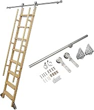 6.6ft-13ft Sliding Library Hardware Rolling Track for Home/Indoor/Loft, Round Tube Mobile Ladder Rai