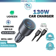 UGREEN 130W Car Charger 3 Ports PD 100W 30W SCP 22.5W Fast Charge USB-C QC 4.0 iPhone 17 16 Macbook 
