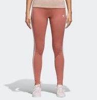 全新正品ADIDAS愛迪達 ASH PINK 3-STRIPES TIGHTS 女粉色彈性緊身運動休閒長褲L