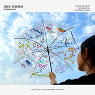 Jay Chou Cute Transparent Umbrella Graffiti Transparent Rain Long Handle Hook Umbrella Large Strainer Red High-Looking U
