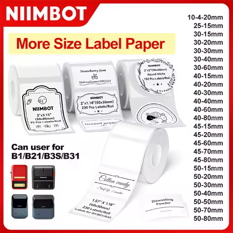 Niimbot 1Roll B1 White Sticker Paper Waterproof Adhesive Label White Anti-Oil For B1 B21 Mini Portab