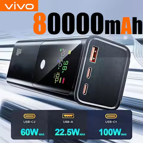 VIVO PD 100W Power Bank 80000mAh External Battery Capacity Fast Charging Portable Charger Powerbank 
