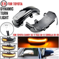 2ชิ้นเลนส์สีควัน LED ไดนามิกกระจกมองข้างมองหลังเลี้ยวสัญญาณไฟไฟกะพริบตามลำดับสำหรับ Toyota Camry ACV