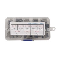 80pcs/Box 3/4/5/6Multi-specification Combination Set Carbon Steel Half Round Key C Type Key