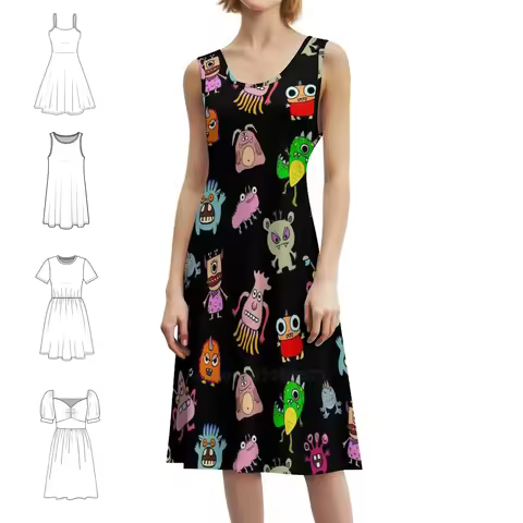 Monster Gang Women's Streetwear Party Dress Trendy Print Club Clothing For Female Monsters Monster H