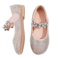【Love ballet】เด็กจัดส่งบน Ballerina Flats Rhinestone งานแต่งงาน Mary Jane รองเท้าเจ้าหญิงรองเท้าเด็กเพื่อนเจ้าสาวปั๊ม Shoes