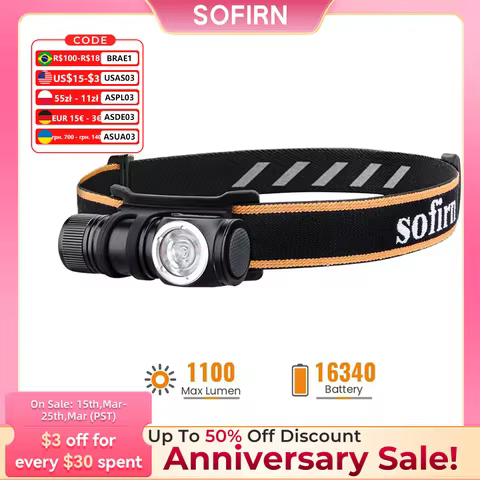 Sofirn HS10 TN-3535 90CRI LED Headlamp 1100lm USB C Rechargeable 16340 Mini Flashlight with Magnet T
