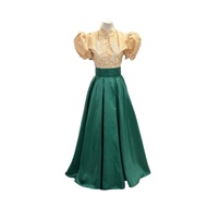 Premium Ladies barong match with Long skirt Moss green