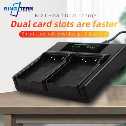 BLX1 USB Charge LCD Double Charge for Olympus BLX-1 Dual Battery USB Charger OM-1 Micro SLR Camera S