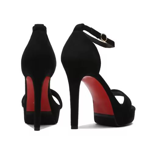 Black Cover Heel Career Sandals 5 Inch Party Stilettos Fashion Model Runway Shoes Women Platform Sum