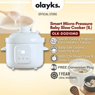 Olayks 1L Baby Food Maker | Micro Pressure Slow Cooker with Ceramic Pot | Porridge Cooker for Baby M