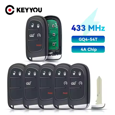 KEYYOU KeylessGo 433Mhz Hitag-AES 4A Chip Remote Car Key for Jeep Cherokee Durango Chrysler GQ4-54T 