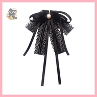 Pearl Student Bow Tie Shirt Female Streamer Chanel Style Black Lace Accessories Brooch Clothes Decor