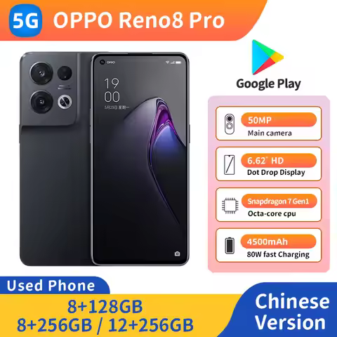 OPPO Reno 8 Pro 5G 6.62 inch 2400x1080px RAM 8GB/12GB ROM 128GB/256GB 50MP 4500mAh Used Phone