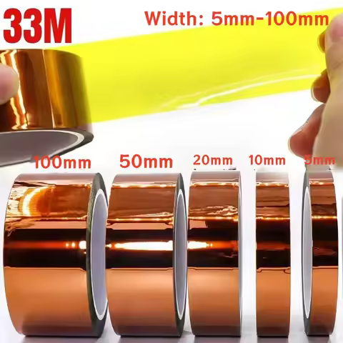 5-100mm Kapton Tape Polyimide Adhesive Insulating Adhesive Tape Heat Tape for Board Protection Insul