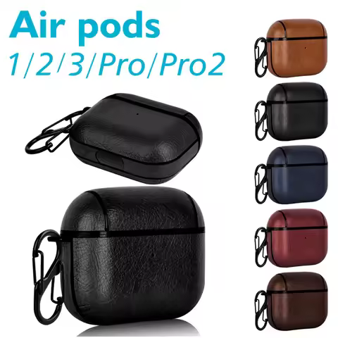 For Airpods Pro 2 Case Leather Business Earphone Case Headset Shell Headphone Cover For Apple Air Po