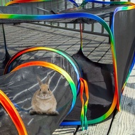 Rainbow Tunnel Foldable Dog House with Tunnel Toy, Large Convenient Pet Cat Enclosed Tunnel XEIY