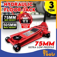 Mytools CE Certified 3 Ton 3T Hydraulic Service Double Pump Floor Jack Low Profile + 3 Month Warrant