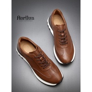 Spring New Style Sports Shoes Men's Genuine Leather Top Layer Nepa Cowhide Brown Lightweight Outdoor