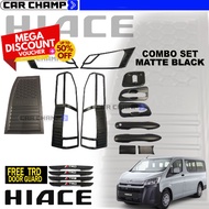 Toyota Hiace GL Grandia 2019 to 2025  Combo Set Garnish Cover Matte Black [ V1/V2/WITH SIDE MIRROR ]