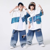 Ready Stock 3-14 Years Old Boys Hip-hop Suits Children's Trendy Clothes Summer Short-Sleeved Shirts 