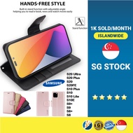 Hanman Flip Leather Casing Samsung S20 Ultra S20 Plus S20FE S10 Lite S10 Plus S10E S9+ S8 Plus Magnetic Stand Card Pouch