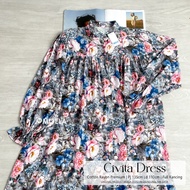 CIVITA DRESS BY MOELA FLOWERY MOTIF DRESS MADE IN COTTON RAYON MATERIAL WITH FULL BUTTONS