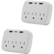2 Pack Multi Plug Outlet Splitter with USB,Surge Protector Outlet Extender with 3 Wall Outlets 4 USB