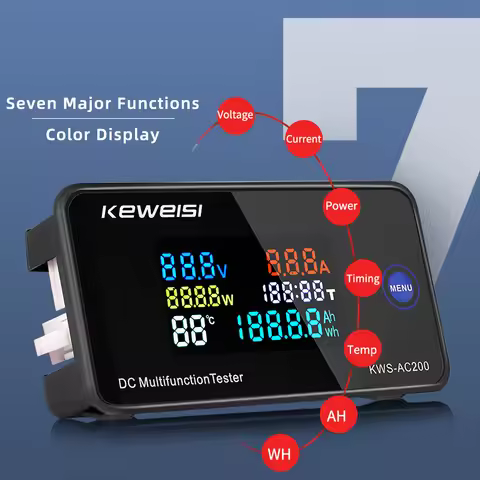 KWS-DC200 Digital Voltmeter DC 0-200V Voltage Seven Functions Power Energy Meter LED Color Display W