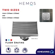 HEMOS BATHROOM FITTING SUS 304 STAINLESS STEEL BLACK 4 INCH HM-112 6 INCH INDOOR OUTDOOR FLOOR TRAP GRATING HM-111