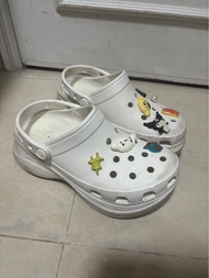White Crocs platform clogs shoes 厚底鞋