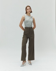 STUDIO UNKNOWN - Kimber Trousers (เฉพาะสีขาวไม่มีกระเป๋าข้าง) กางเกงเอวสูง ทรงขาบาน