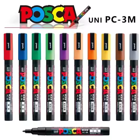 1Pc Uni Posca Paint Marker Pen PC-3M Acrylic Plumones DIY Graffiti Manga Cards Posters Rock Ceramic 