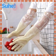 SUHE Rubber Gloves, Household Products Household Cleaning Silicone Gloves,  Waterproof Wear Resistant Dishwashing Mittens