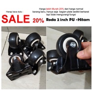 Rijek Wheels 2 inch PU Plate Fixed Black/heavy Duty Duty + Double bearing Wheels Trolley/ Showcase/F