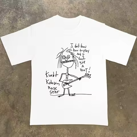 2025 Kurt Cobain Rock Nirvana American Street Fashion Brand Pure Cotton Round Neck T-shirt Short Sle